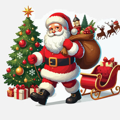 Christmas Santa Claus Isolated on white Background. Vector illustration. on white background 