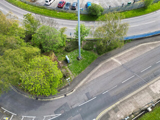 An Aerial View of Downtown and Central Derby City Centre of Midlands England, Great Britain