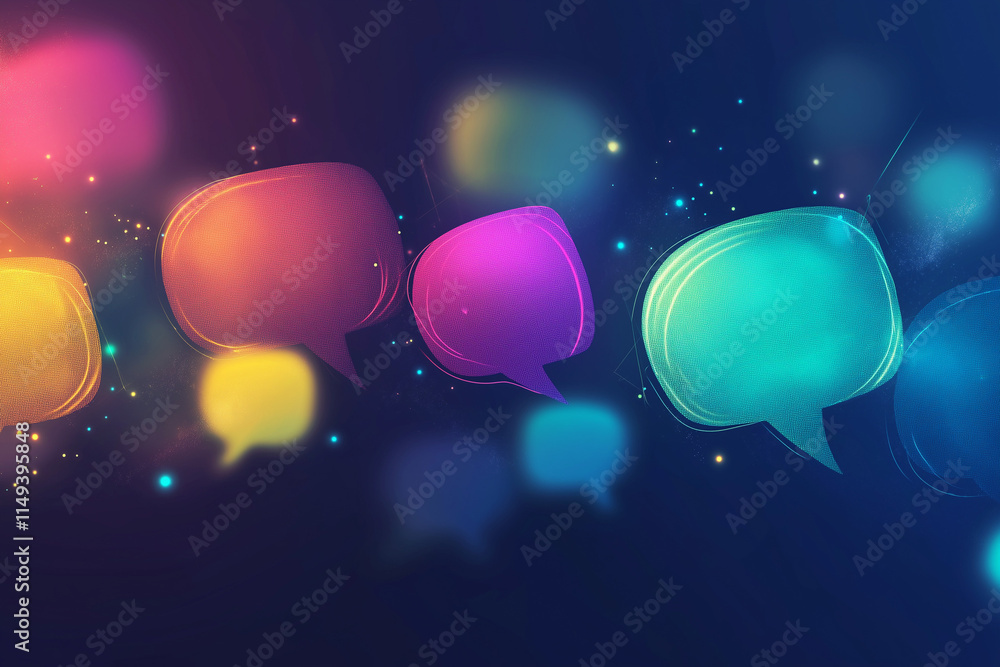 Poster digital communication concept with speech bubbles background