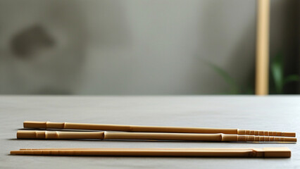 Wooden chopsticks on a table