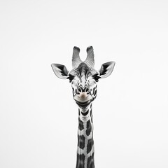 Obraz premium Closeup of a Giraffe's Face: A Monochromatic Portrait