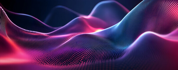 Fototapeta premium Abstract waves of light and color create a dynamic digital landscape.