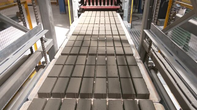 Concrete block. Warehouse of cement products. Production of paving slabs and borders.