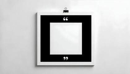 Billboard A white canvas with a symmetrical black square frame at the center, with quotation marks at the top left and bottom right, indicating a placeholder for a message or quote