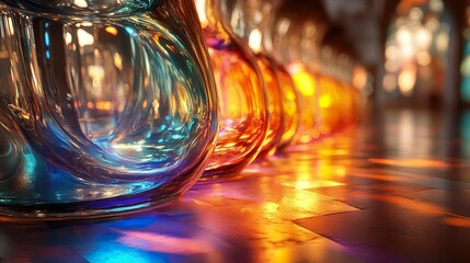 Colorful Glass Reflections: Abstract Art Photography