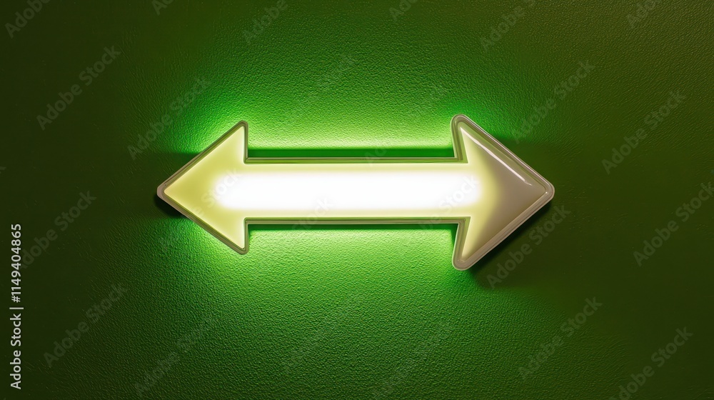 Poster green wall with white arrow pointing right, a visual guide for direction and navigation