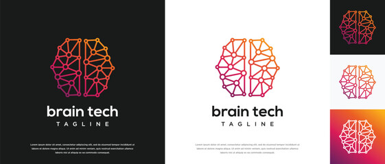 Smart brain technology logo design. Technology human brain logo template. Technology logo symbol icon