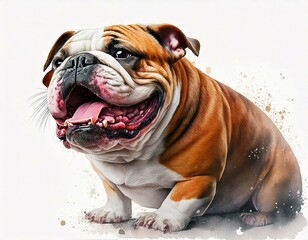 Obraz premium Realistic Bulldog Portrait with Artistic Splatter Background
