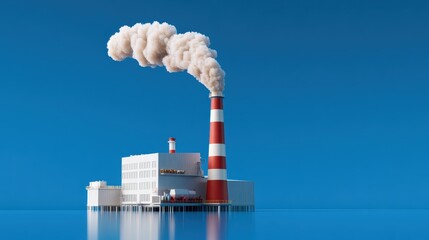 Industrial power plant emission urban area digital render clear sky aerial view sustainability concept