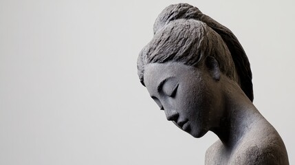 Fototapeta premium Contemplative sculpture of a woman art studio photography minimalistic environment close-up view serenity concept