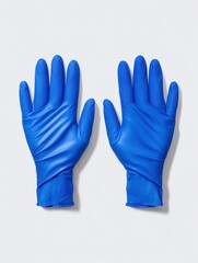 Obraz premium Protective action of blue gloves for healthcare professionals in clinical settings hygiene and safety close-up perspective