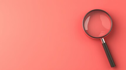 Magnifying glass on pink, a detailed look at the tool for exploration and discovery