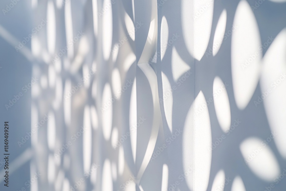 Poster Light and shadow pattern on a white surface with geometric cutout design.