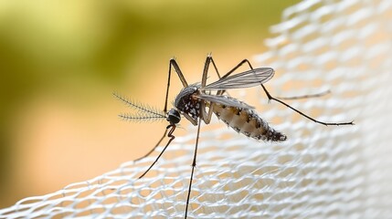 Mosquito on white mosquito wire mesh,net.Mosquito disease is carrier of Malaria, Zica Virus,Fever
