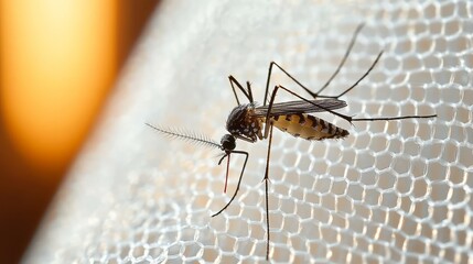 Mosquito on white mosquito wire mesh,net.Mosquito disease is carrier of Malaria, Zica Virus,Fever