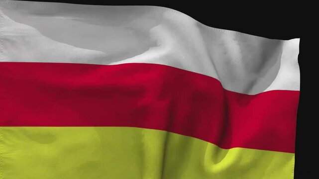  The White with a Red Cross and a Blue Crosslet: The Animated Flag of North Ossetia with Transparent Background, High Resolution, Clean Cutout, 4K Quality with Alpha Channel