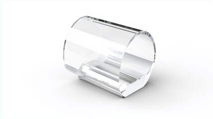transparent acrylic tape dispenser with a sleek design, isolated on a white background