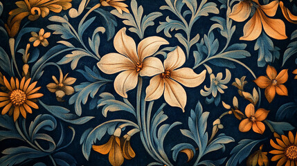 Fototapeta premium Elegant floral design featuring intricate patterns with vibrant colors and details on a dark background