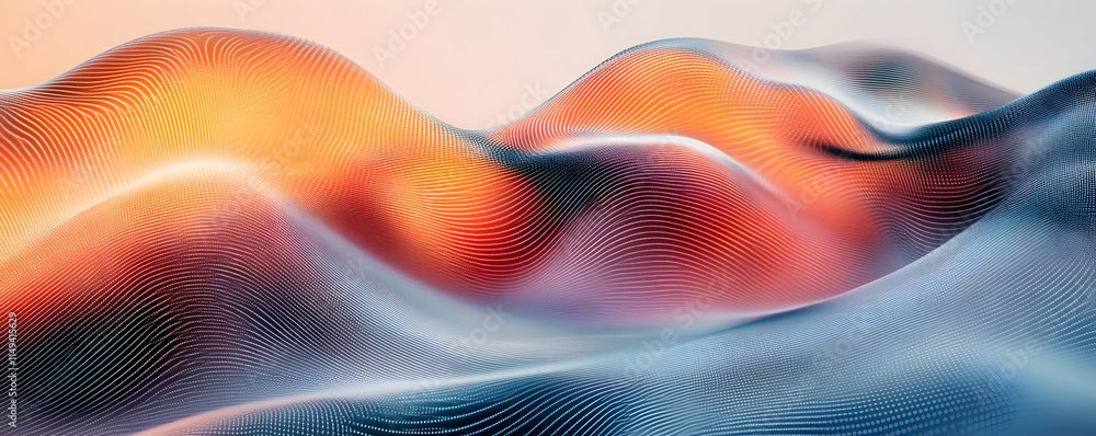 Poster abstract wave-like formations with gradient colors and smooth textures.