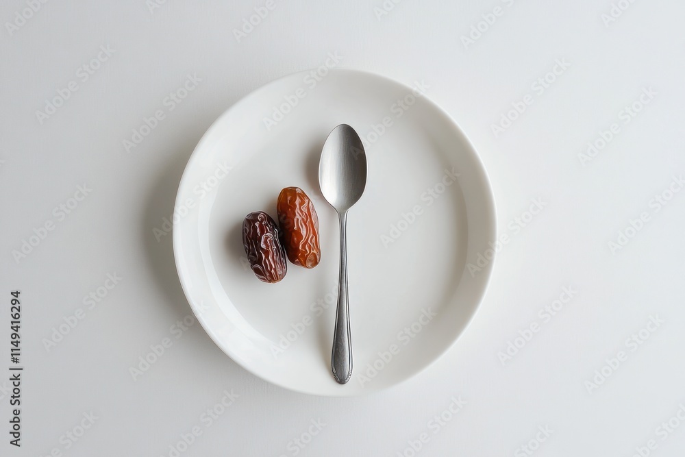 Poster Plate with two dates and a spoon.