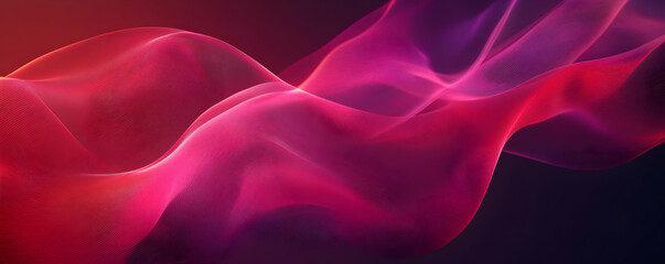 Fototapeta premium Abstract flowing waves in vibrant pink and purple hues against a dark background.