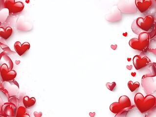 Elegant Love Themed Frame with Hearts and Ribbons on Transparent Background