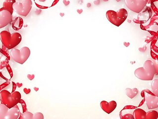 Elegant Red and Pink Hearts Ribbons Presentation Design