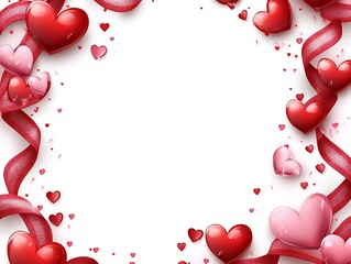 Romantic Heart and Ribbon Frame for Valentine s Day Presentation Design