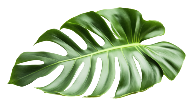 Monstera leaf isolated on white background, tropical plant element. Nature and foliage concept