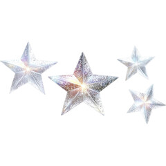 Obraz premium A cluster of glittering silver stars on a soft, bright background, evoking a magical and festive atmosphere.