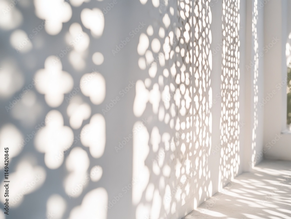 Aufkleber sunlit wall with patterned shadows.