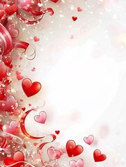 Romantic Heartfelt Frame with Ribbons and Love Themed Background for Presentation Design