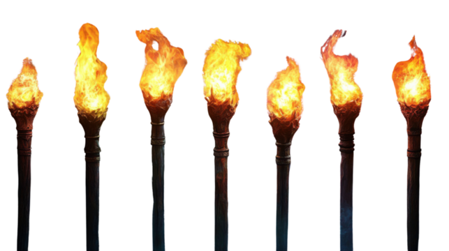 a group of torches isolated on white background