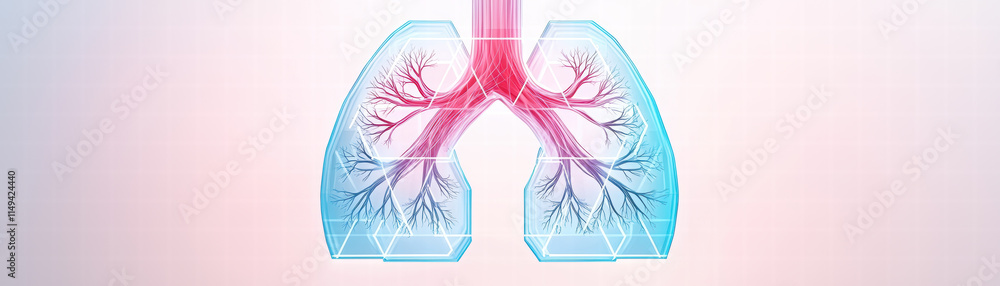 Aufkleber geometric lungs visualized with overlapping hexagons, showcasing intricate branching patterns in vib