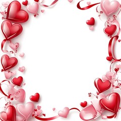 Elegant Love themed Framed Heart Ribbons Presentation Design on Transparent Background