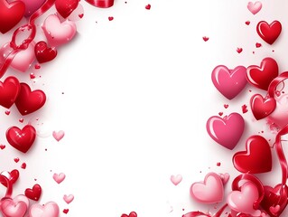 Romantic Heart Themed Background with Ribbon Frame Design