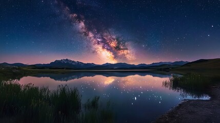 Milky Way galaxy landscape. Earth and sunrise in space, surrounded by the Milky Way galaxy. Generative Ai