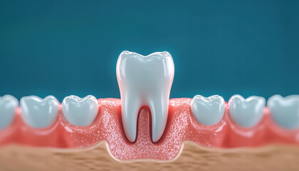 detailed illustration of healthy tooth and gums, showcasing dental anatomy and oral health. This emphasizes importance of dental care and hygiene