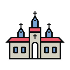 high quality modern  church color icon  with minimalist design for digital and print projects