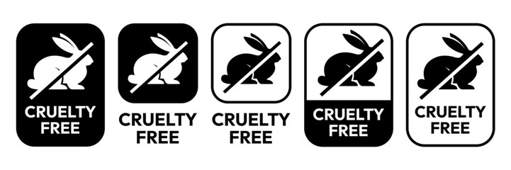 Cruelty Free label, logo, badge, icon, sticker, symbol, emblem, stamp, green, line, flat vector, isolated illustration. Cruelty free not tested on animals label for product packaging design.