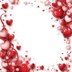 Romantic Red and Pink Hearts with Ribbons Frame Design for Love Themed Presentation