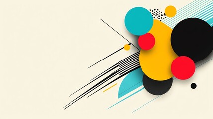 Obraz premium Abstract composition of pastel circles and lines, minimal graphic design