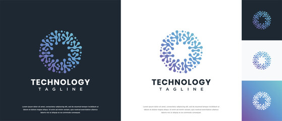 Molecule technology logo design. Technology connection logo template. Technology logo symbol icon