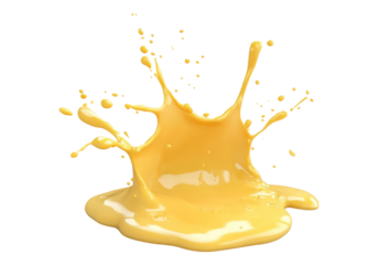 Yellow melted cheese splash. Transparent background .Isolated PNG