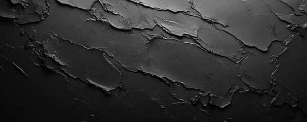 Empty black cracked stone floor studio room background
