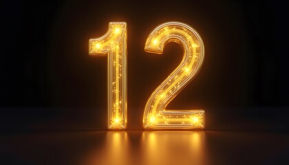 Glowing Number Twelve: A Festive Digital Artwork