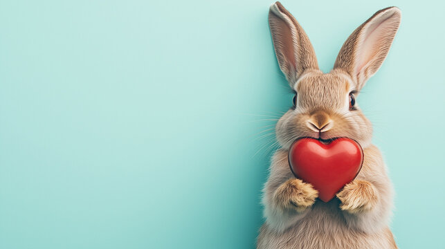 Rabbit with hearts background wallpaper