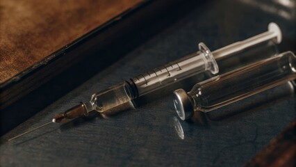 Naklejka premium syringe and ampoule of medicine