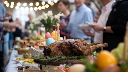 Roasted Easter Ham Buffet Table Display