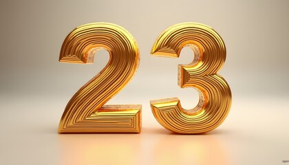 Golden Number Twenty-Three: A 3D Render of Elegant Numerals